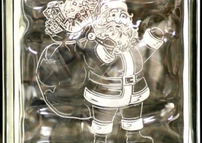 2d engraved glass block holiday christmas santa block