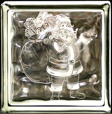 2d engraved glass block holiday christmas santa block