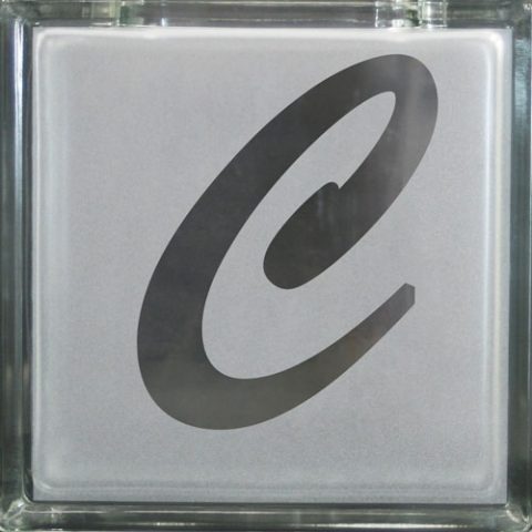 Negative Block Letters Brush Script Letter Negative Glass Block Bank | LaserBlox